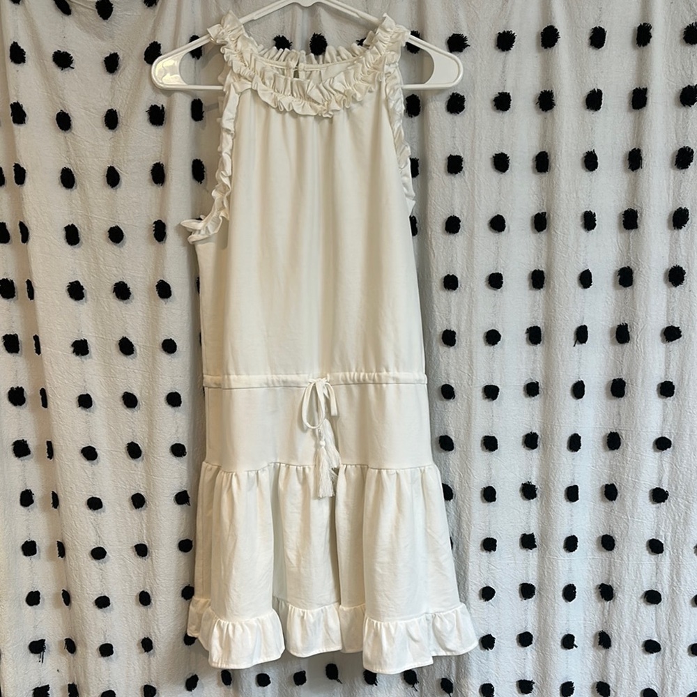 Cream Ruffle Sleeveless Dress